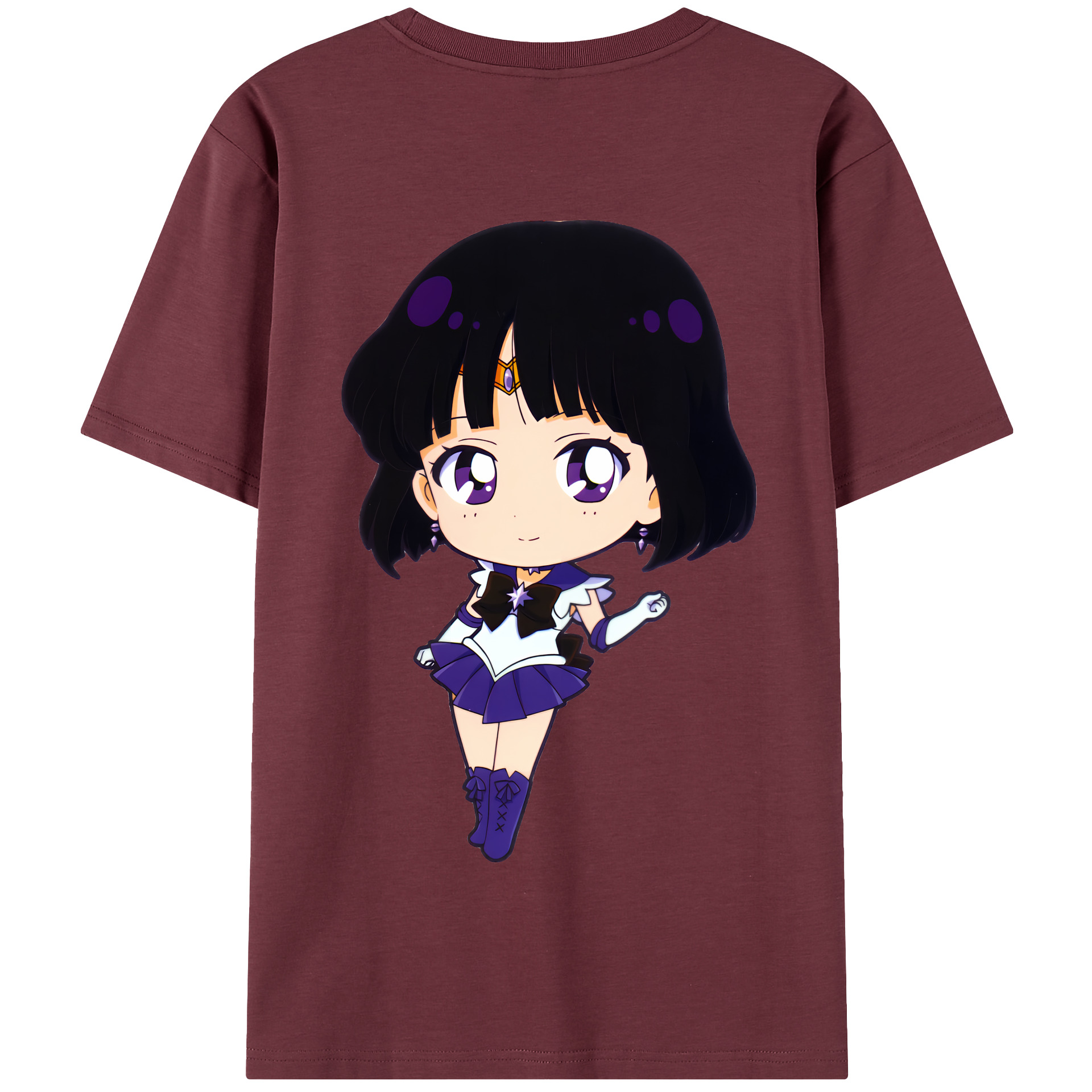 （画像用） 美少女戦士セーラームーン 土萠ほたる Sailor Moon Tomoe Hotaru （セーラーサターン；Sailor Saturn） 綿100％半袖Tシャツ（背面プリント）